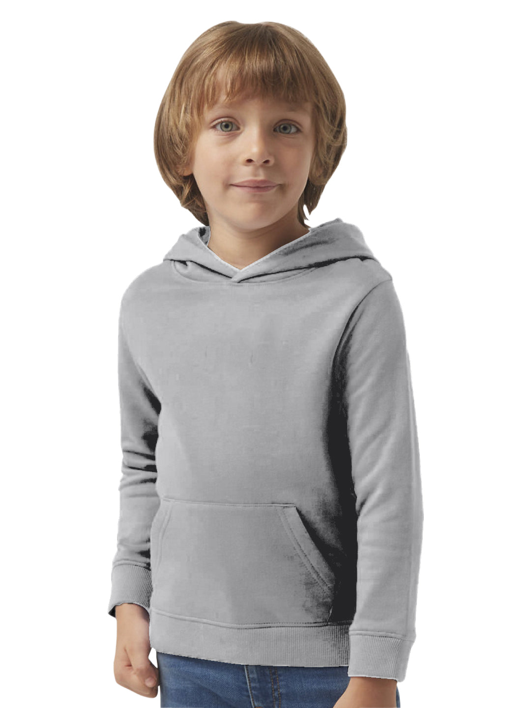 Radprix Kid Boy Solid Grey Melange Hooded Sweatshirt