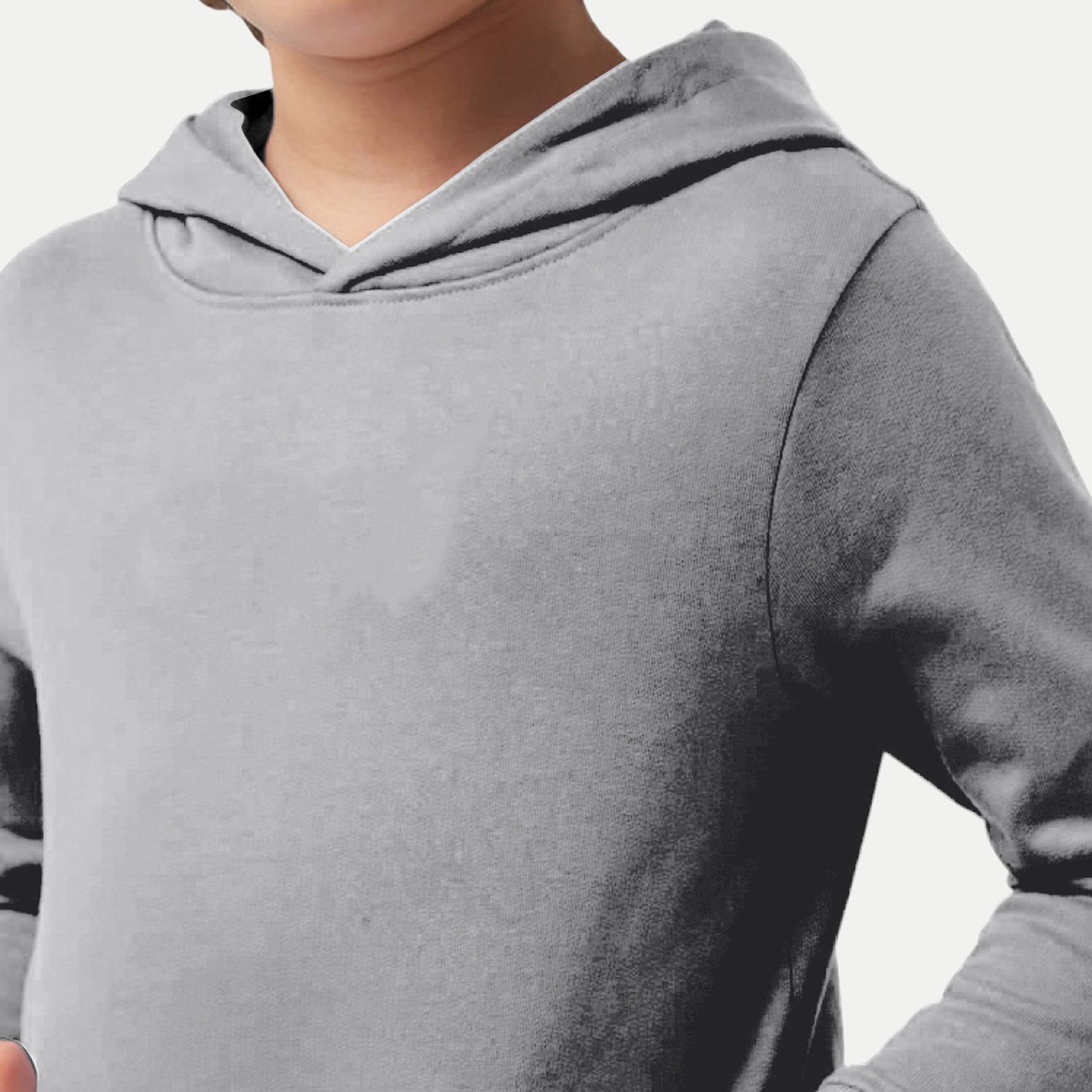 Radprix Kid Boy Solid Grey Melange Hooded Sweatshirt