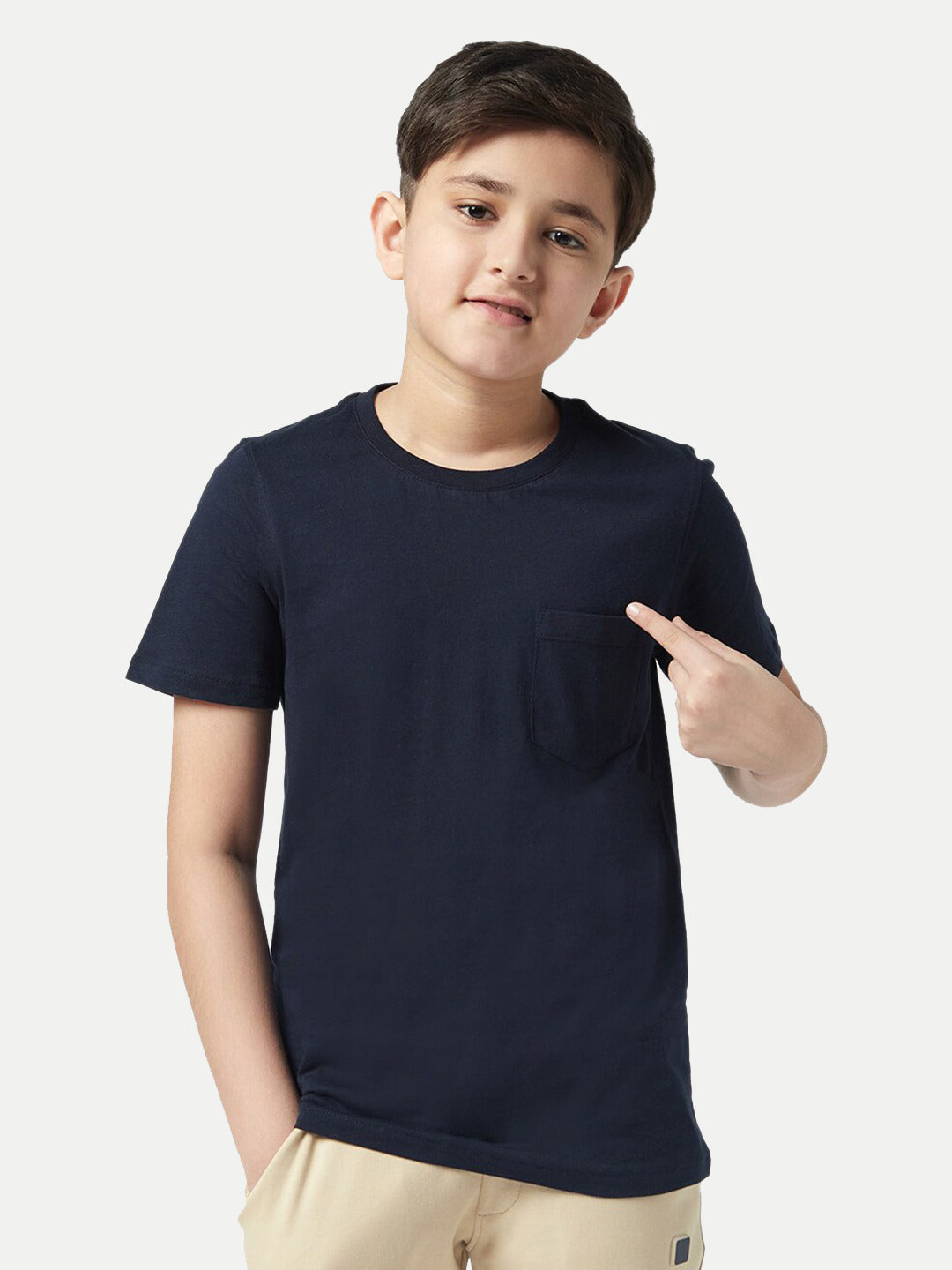 Radprix Boys Navy Crew neck with Pocket T-shirt