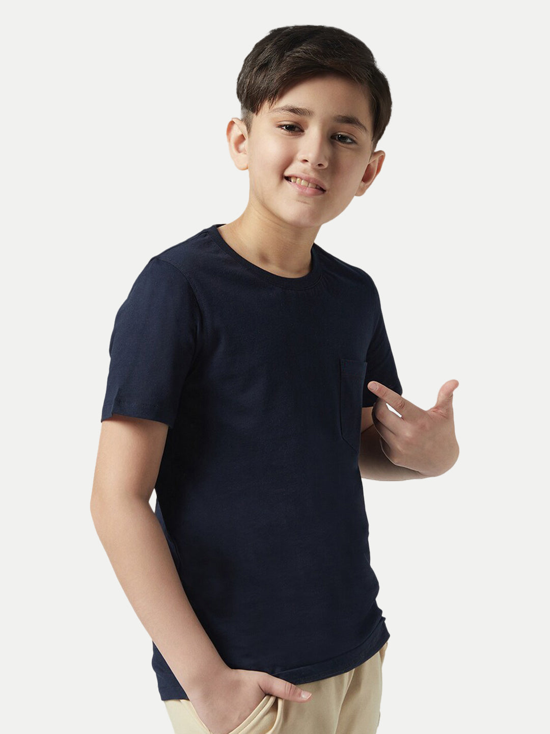 Radprix Boys Navy Crew neck with Pocket T-shirt