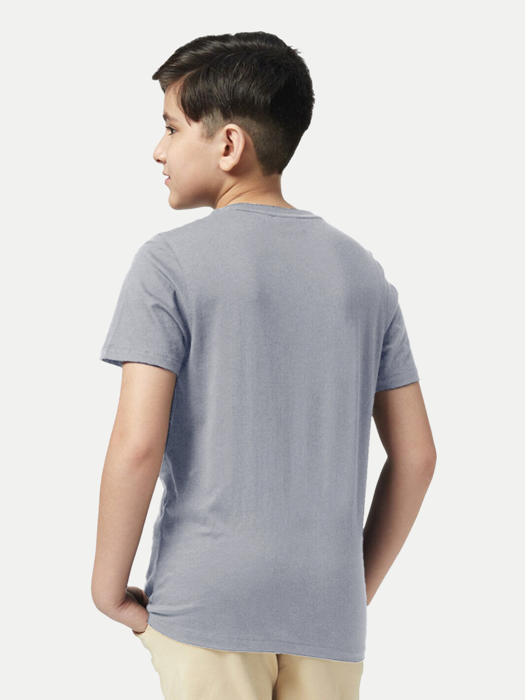 Radprix Boys Grey Melange Crew neck with Pocket T-shirt