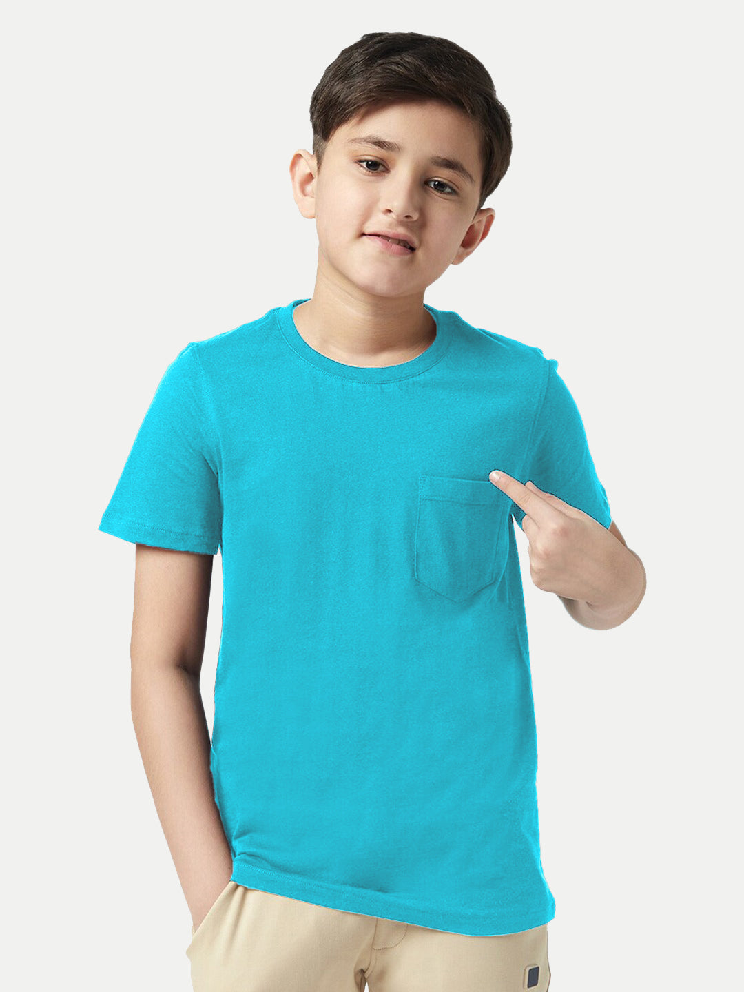 Radprix Boys Aqua Crew neck with Pocket T-shirt