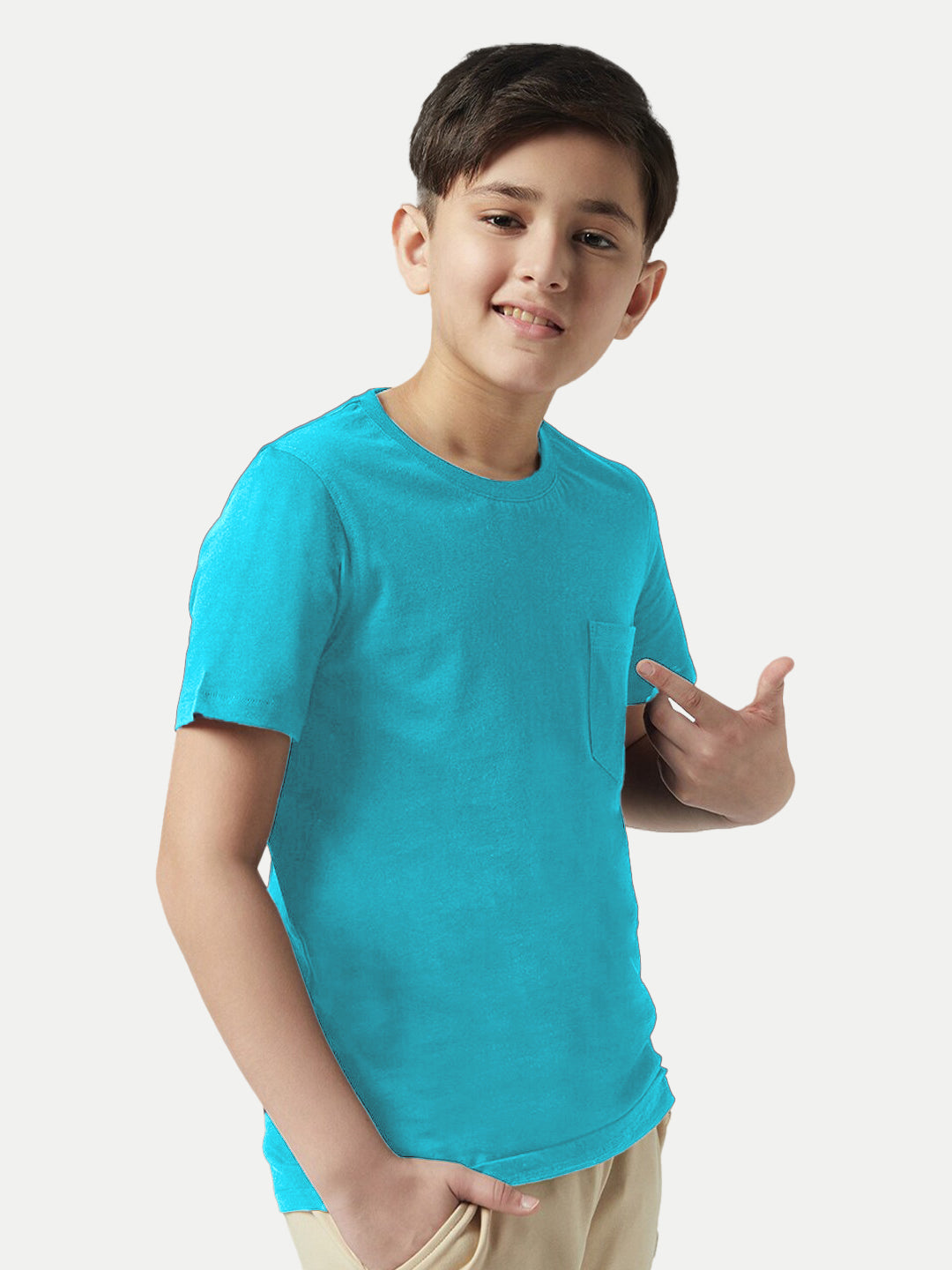 Radprix Boys Aqua Crew neck with Pocket T-shirt