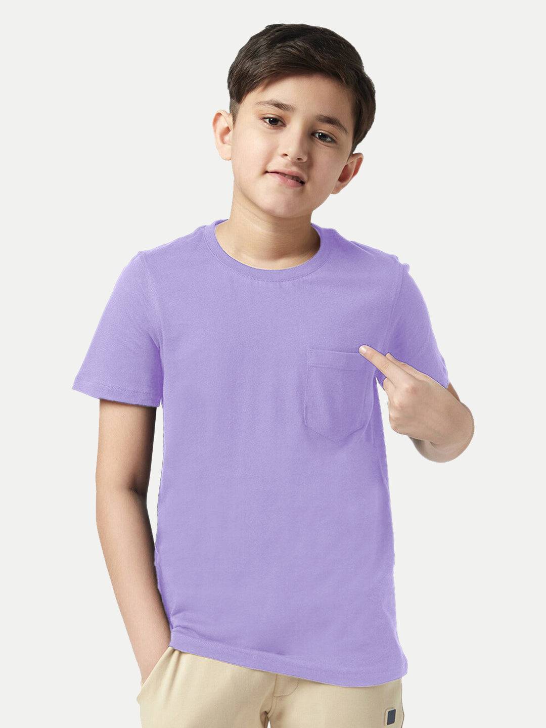 Radprix Boys Lavender Crew neck with Pocket T-shirt