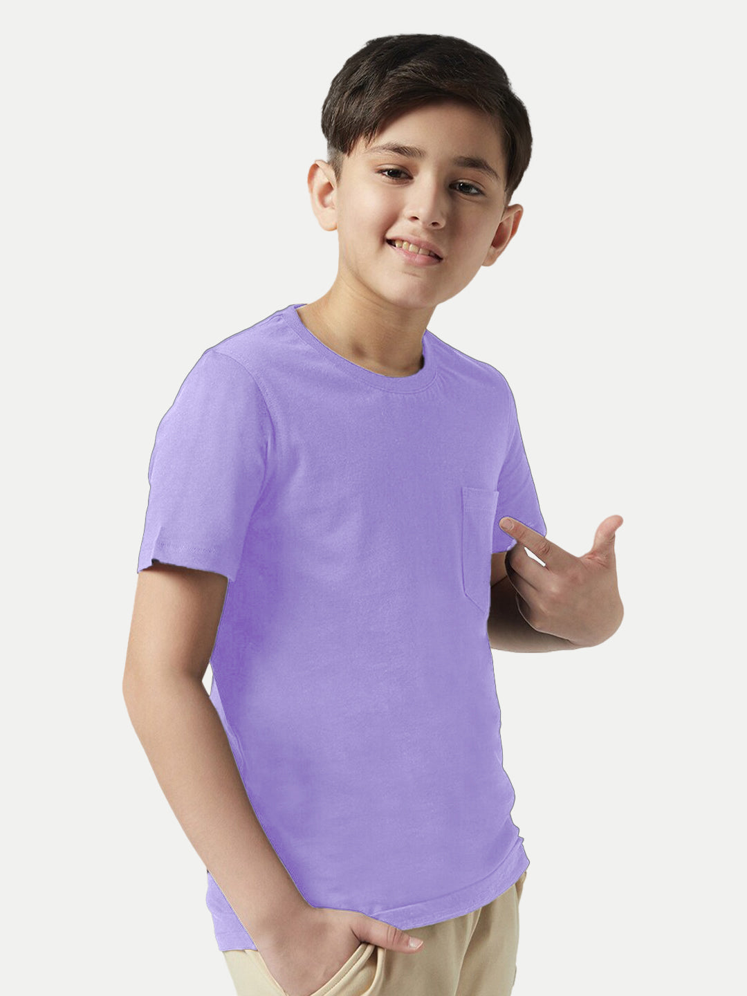 Radprix Boys Lavender Crew neck with Pocket T-shirt