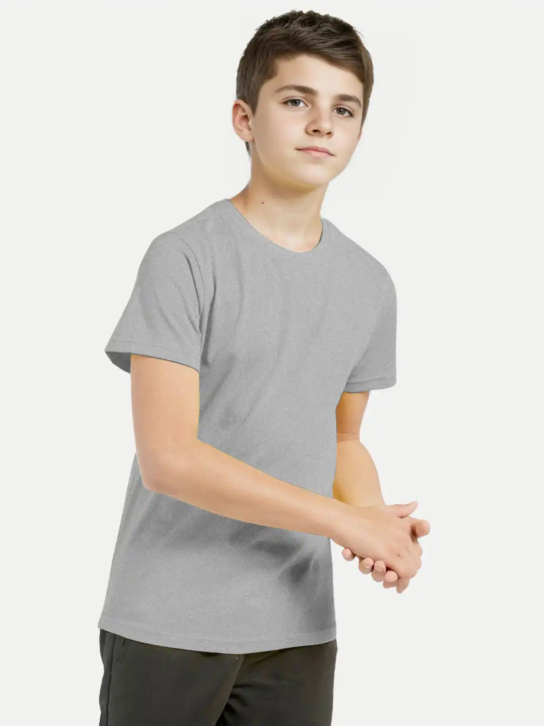 Radprix Boys Grey Melange Crew neck T-shirt