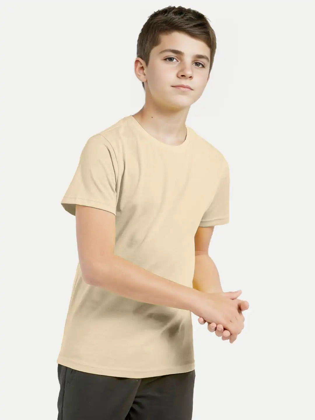 Radprix Boys Beige Crew neck T-shirt