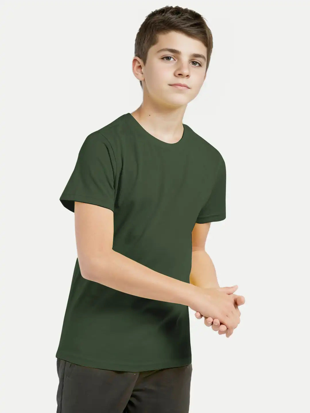 Radprix Boys Olive Crew neck T-shirt