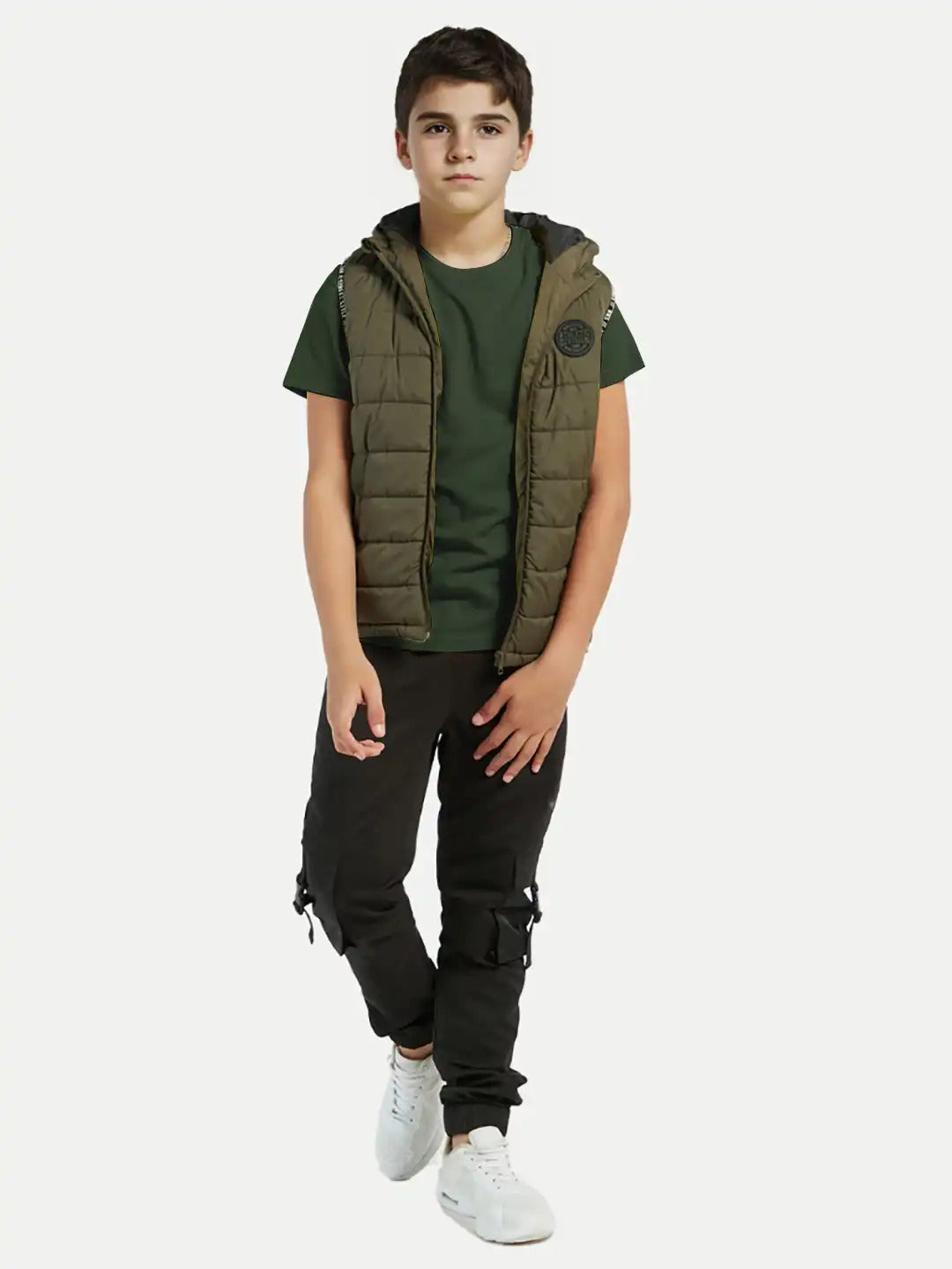 Radprix Boys Olive Crew neck T-shirt