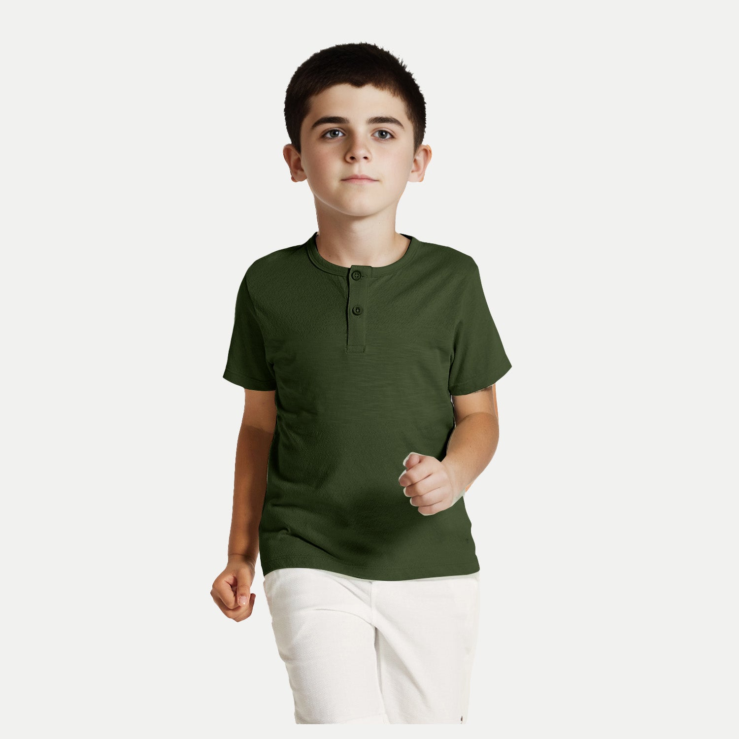 Radprix Boys Olive Henley neck T-shirt