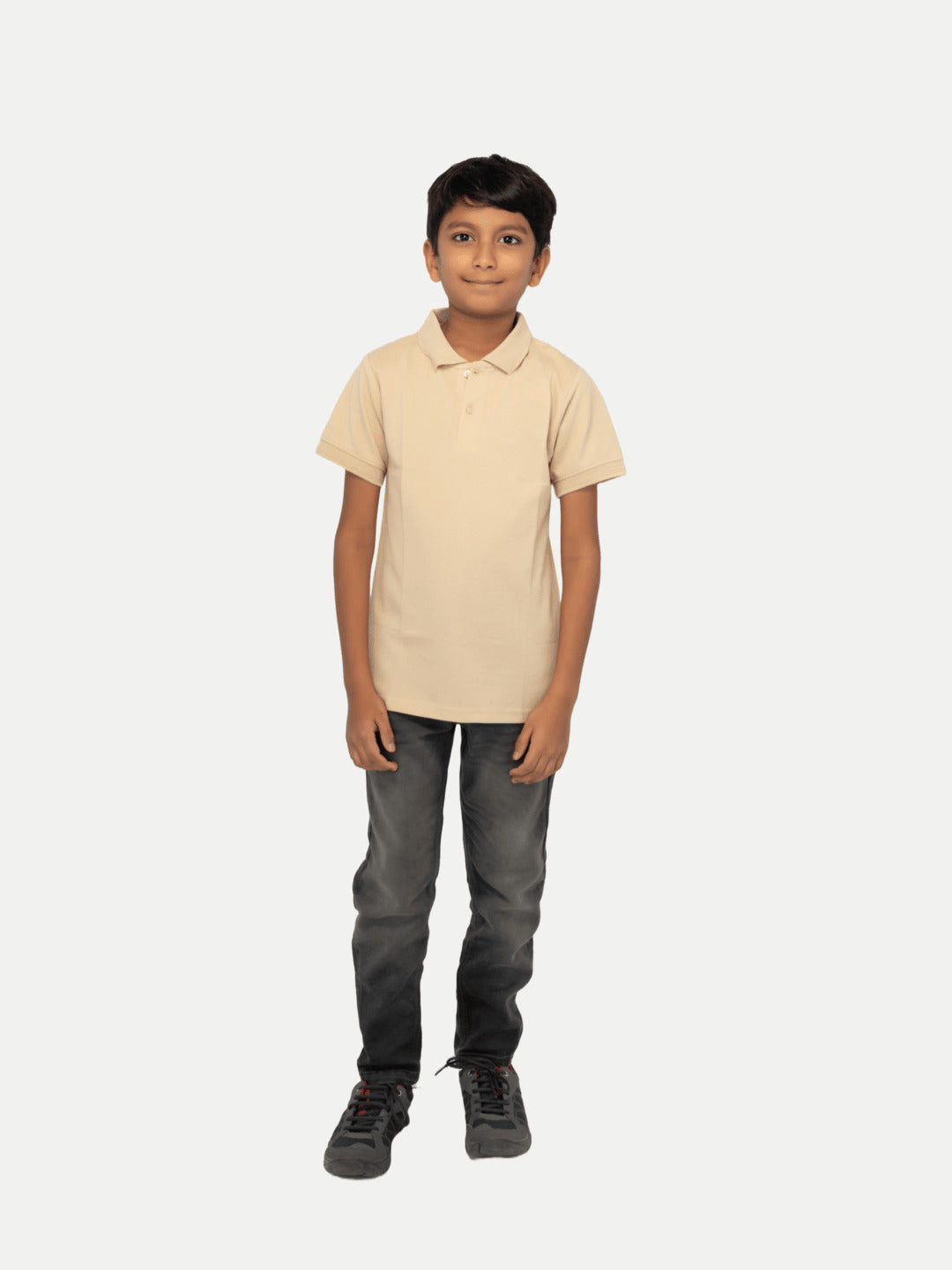 Radprix Kid Boys Beige Plain Polo T-shirt