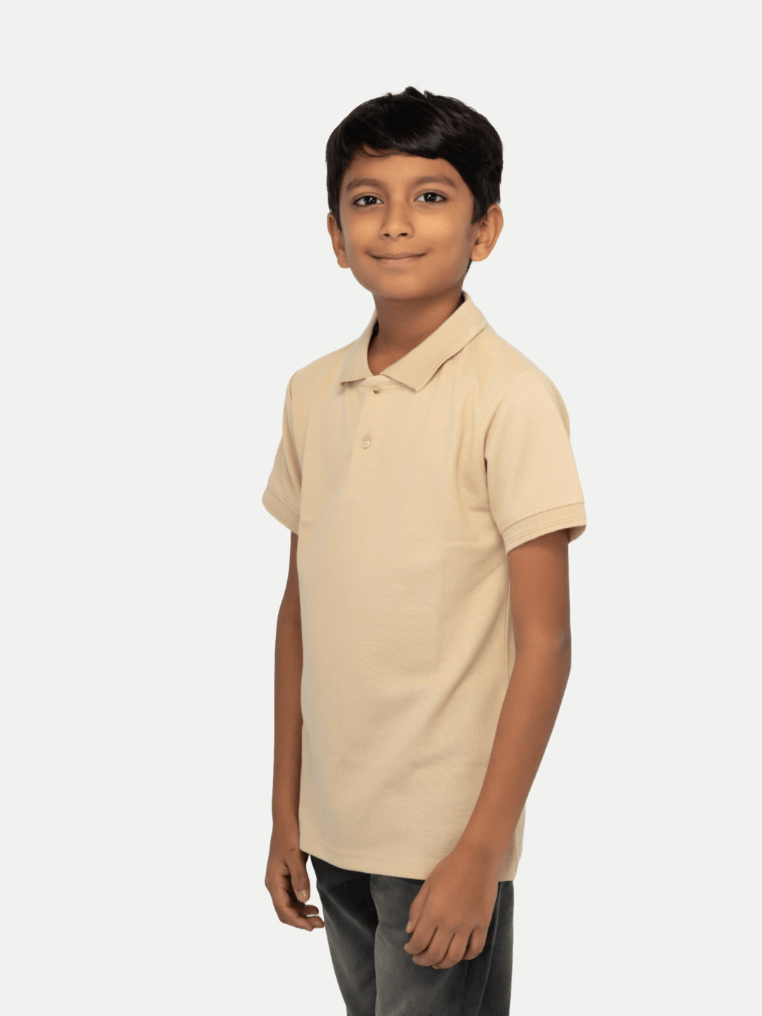 Radprix Kid Boys Beige Plain Polo T-shirt