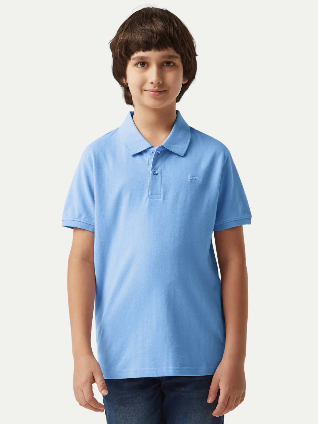 Radprix Kid Boys sky blue Plain Polo T-shirt