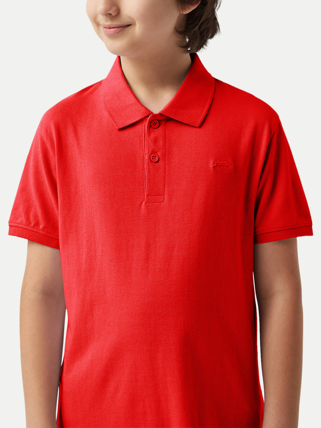 Radprix Kid Boys Red Plain Polo T-shirt