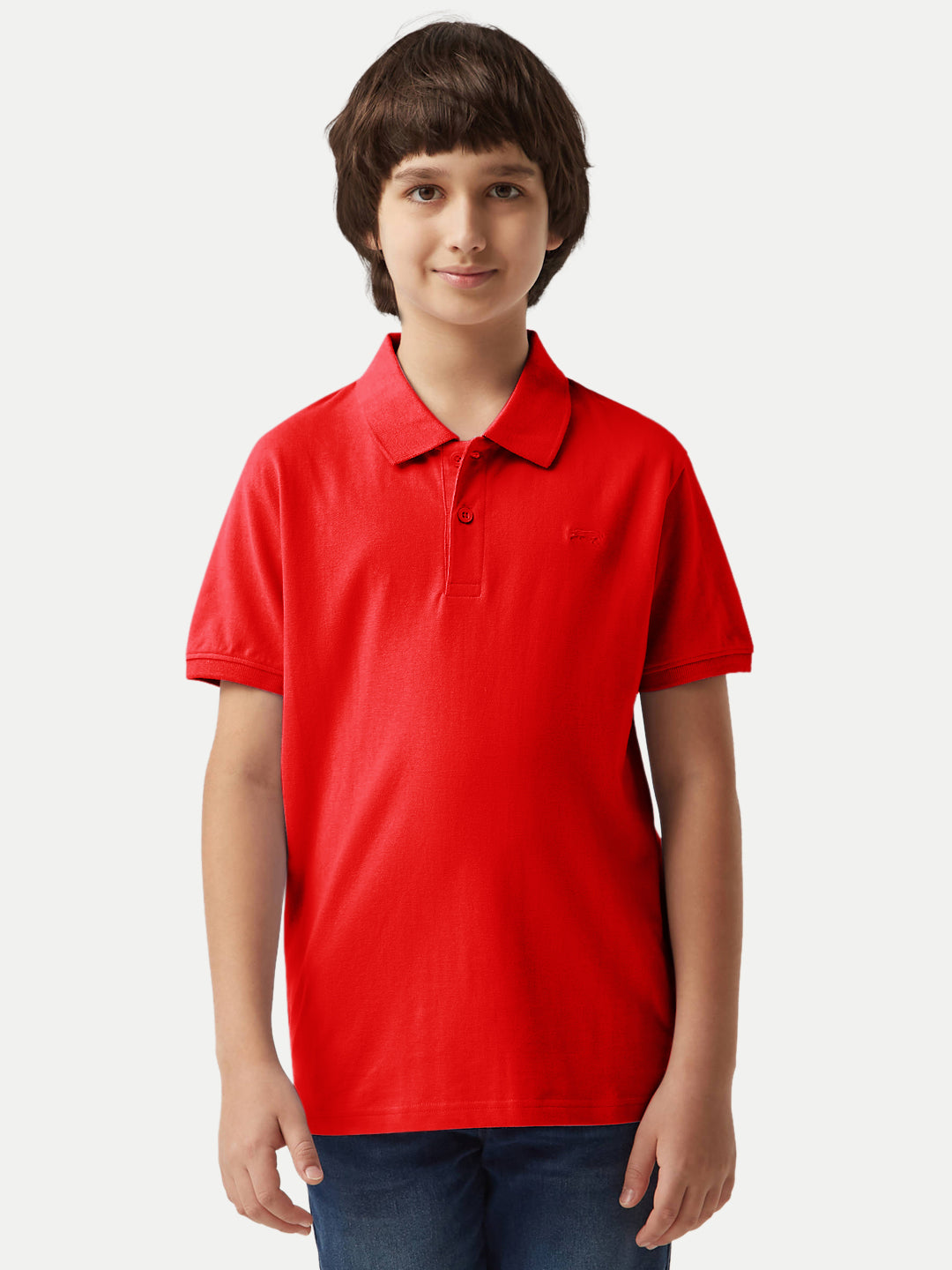 Radprix Kid Boys Red Plain Polo T-shirt