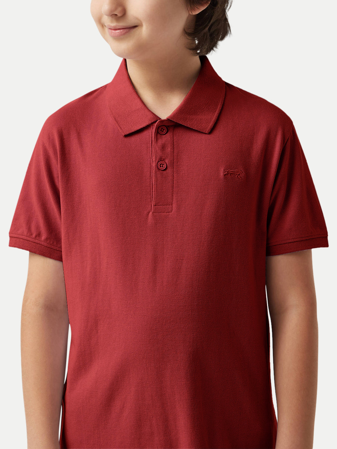 Radprix Kid Boys Maroon Plain Polo T-shirt