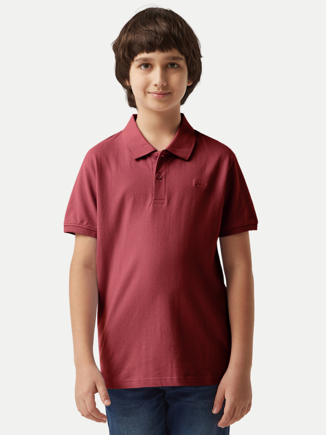 Radprix Kid Boys Maroon Plain Polo T-shirt