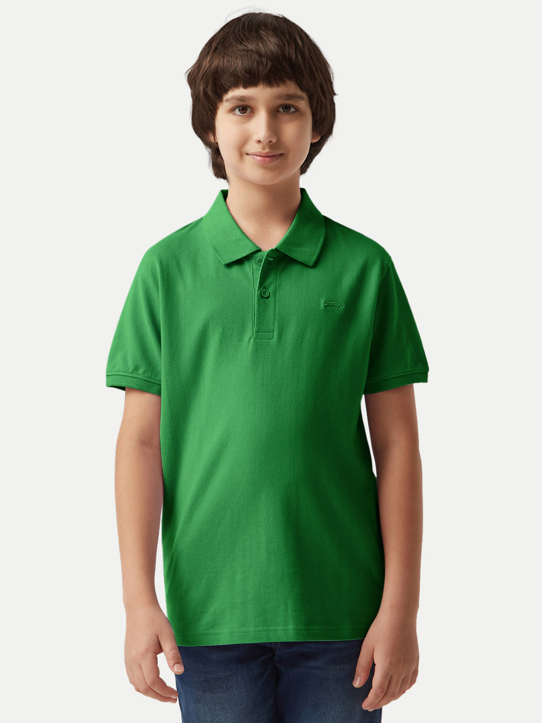 Radprix Kid Boys pea green Plain Polo T-shirt