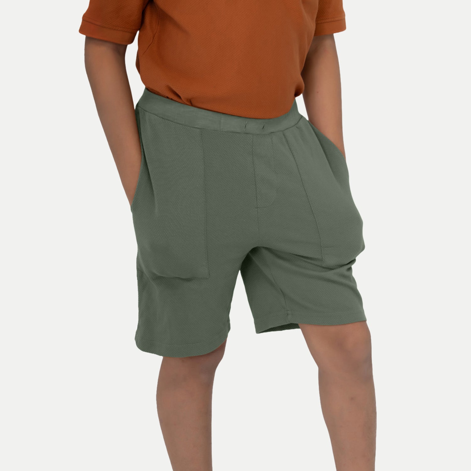 Radprix Boys Solid Sage Green Cotton Shorts