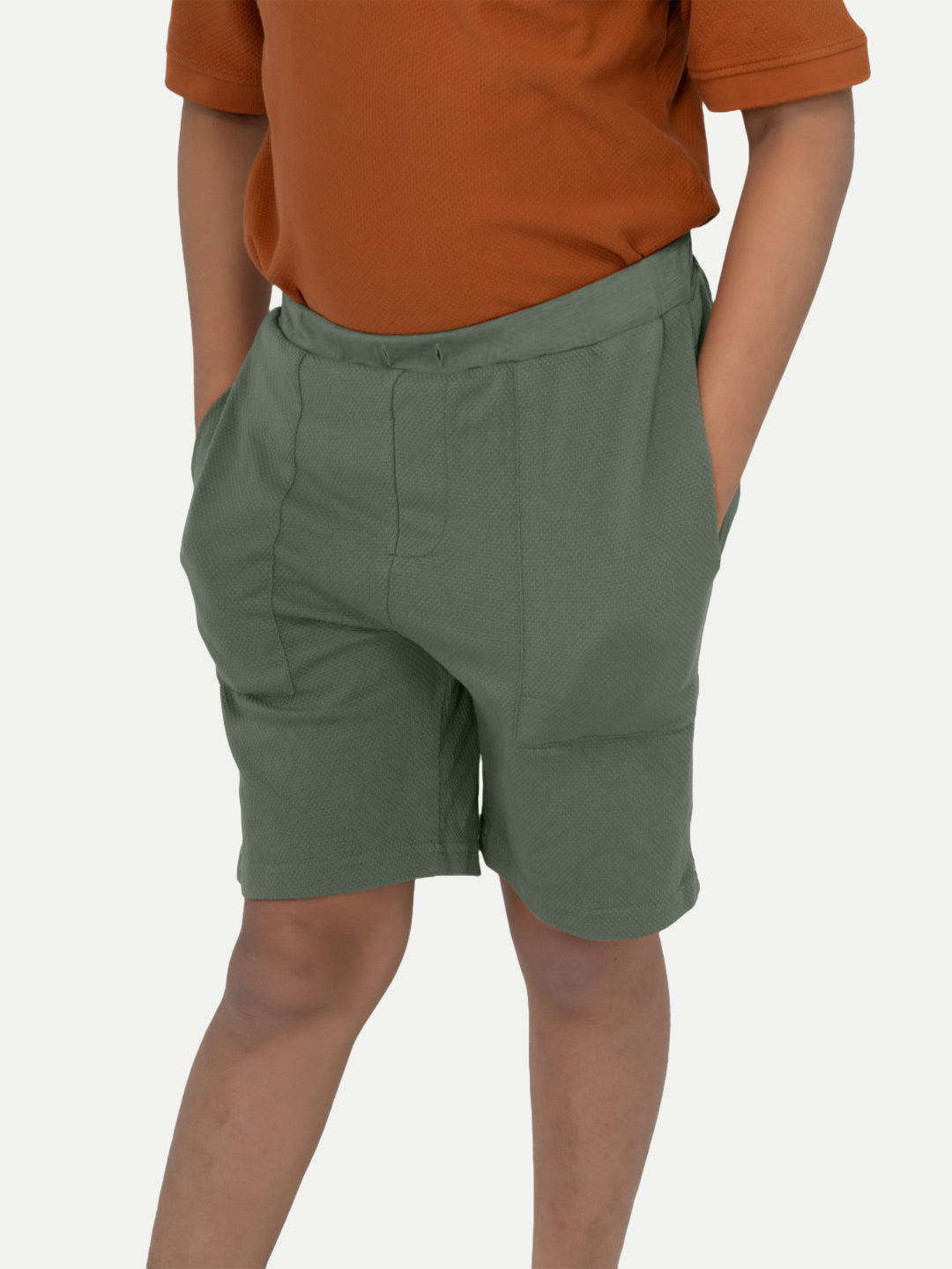 Radprix Boys Solid Sage Green Cotton Shorts