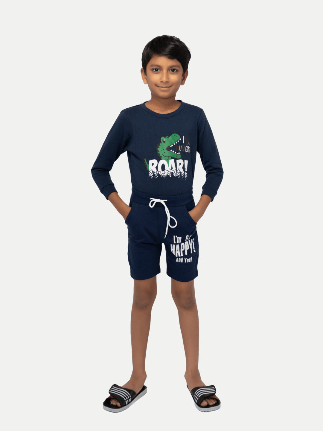 Radprix Boys Navy Blue Printed Shorts