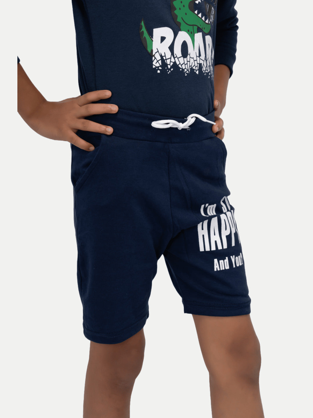 Radprix Boys Navy Blue Printed Shorts