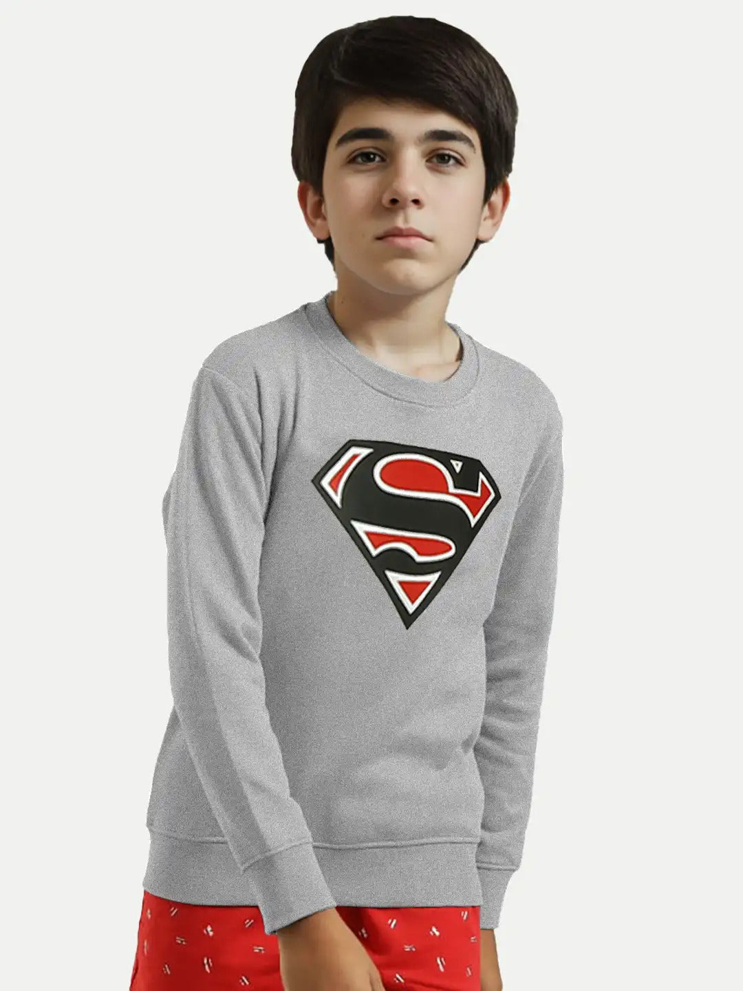 Radprix Boys Light Grey Superman Printed Sweatshirt