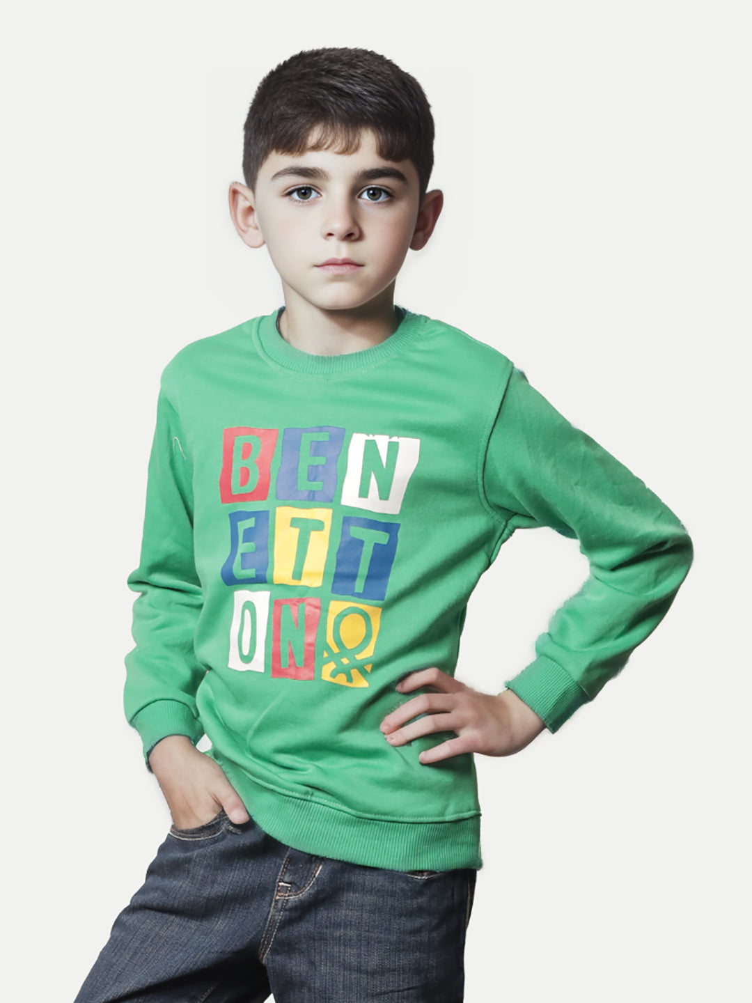 Radprix Boys Green Text Printed Sweatshirt