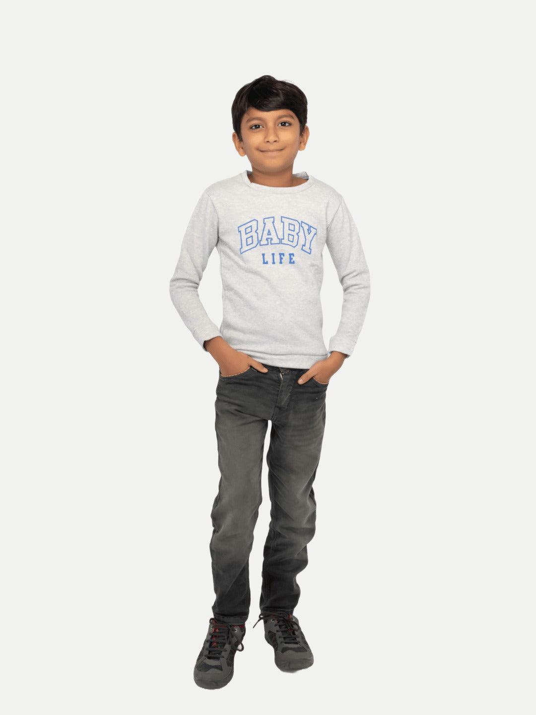 Radprix Boys Light Grey Printed Sweatshirt