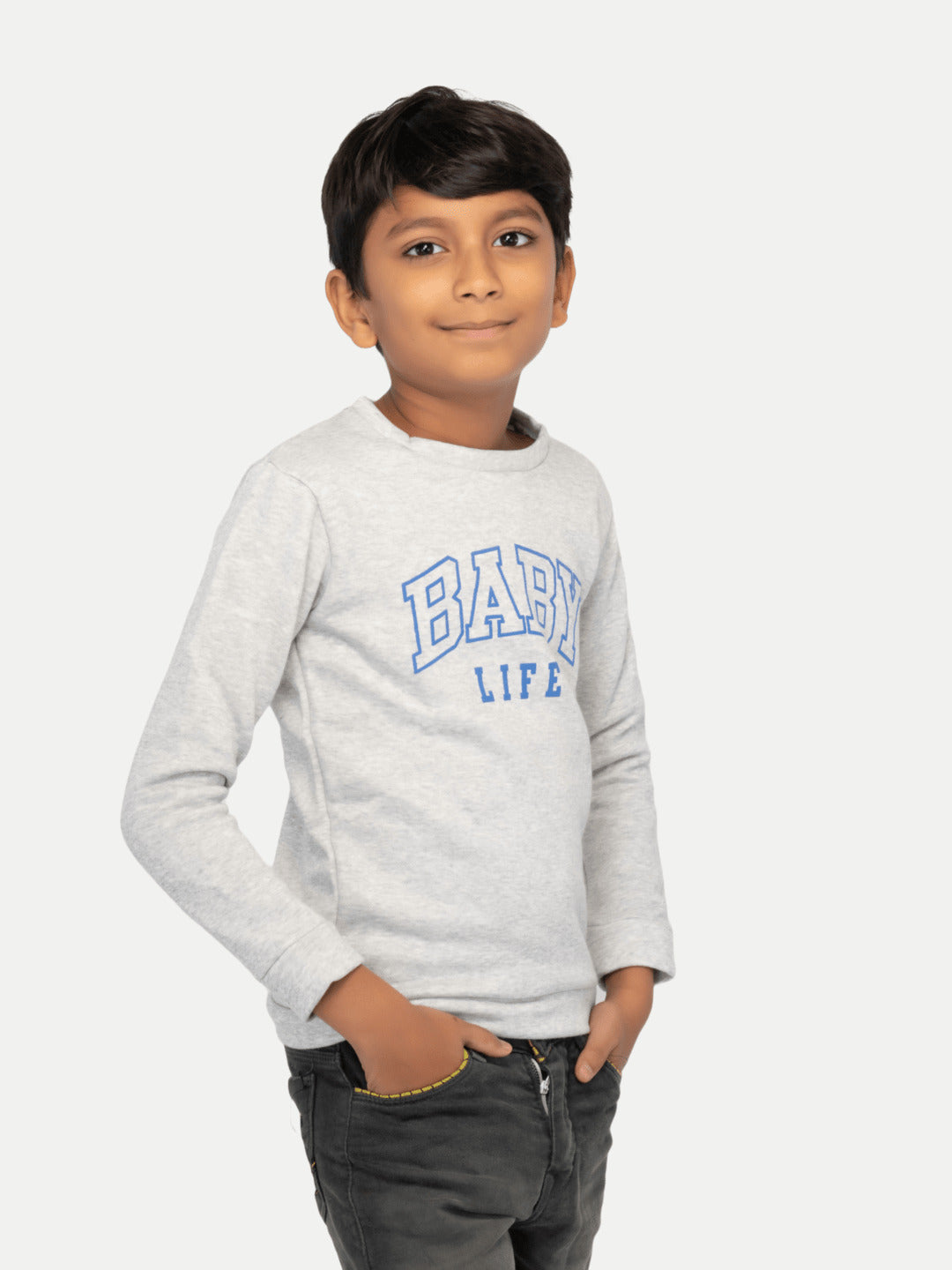 Radprix Boys Light Grey Printed Sweatshirt