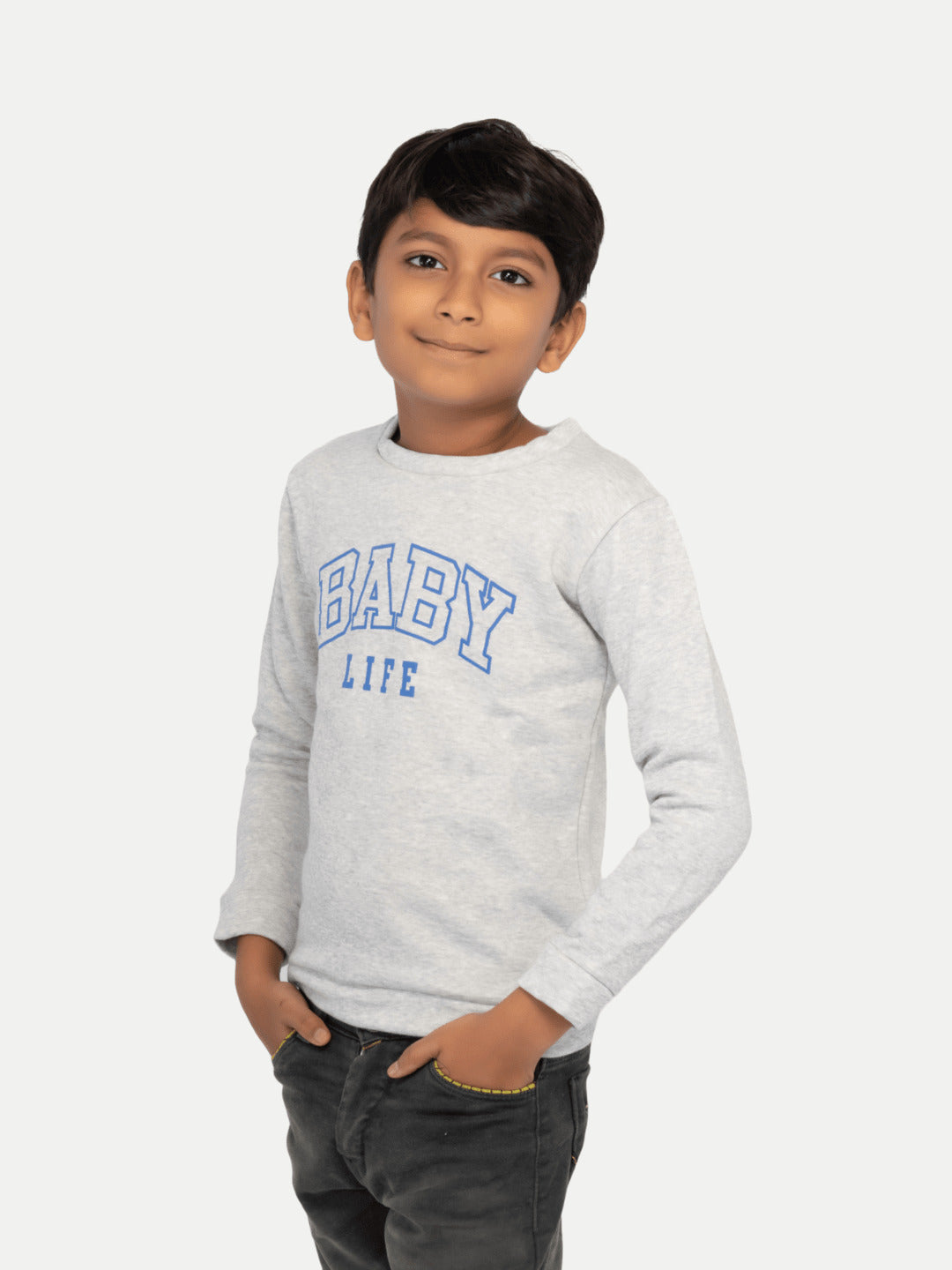 Radprix Boys Light Grey Printed Sweatshirt