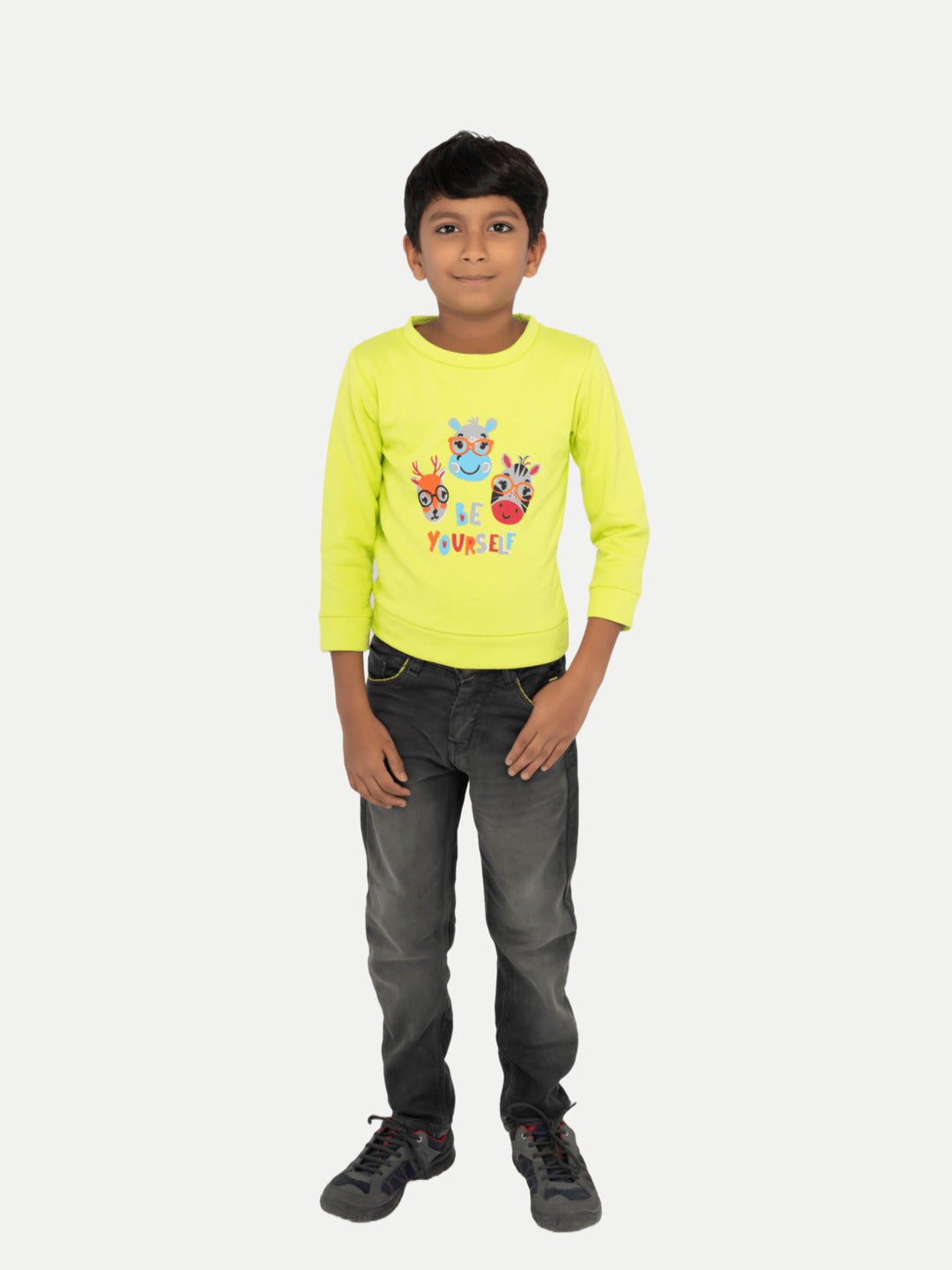 Radprix Boys Neon Yellow Printed Sweatshirt