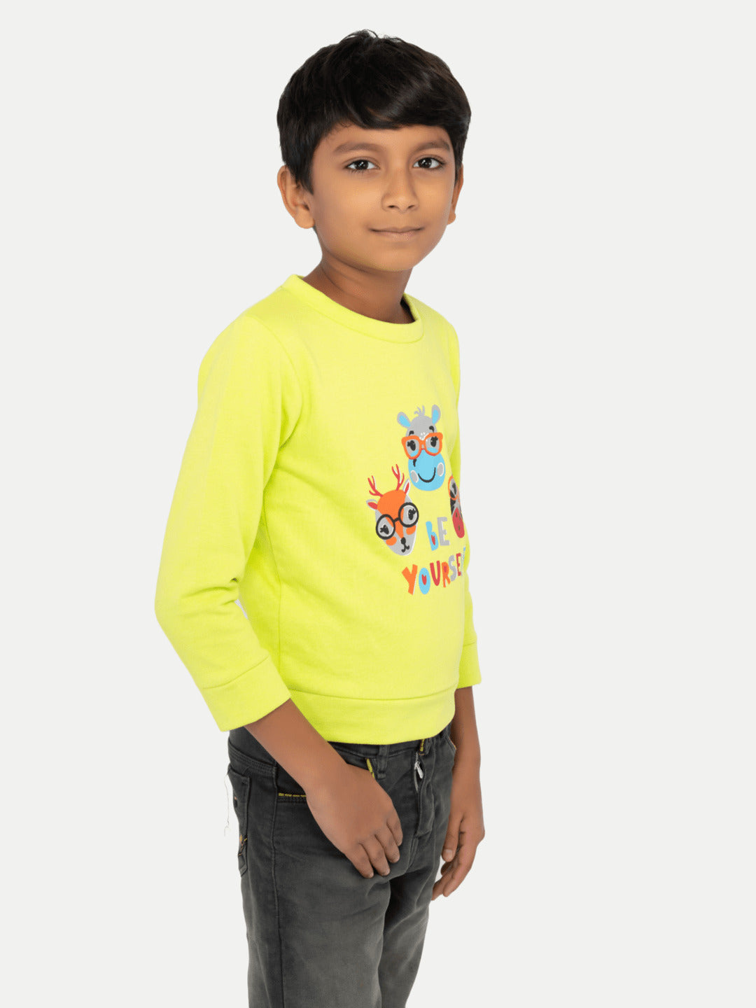 Radprix Boys Neon Yellow Printed Sweatshirt