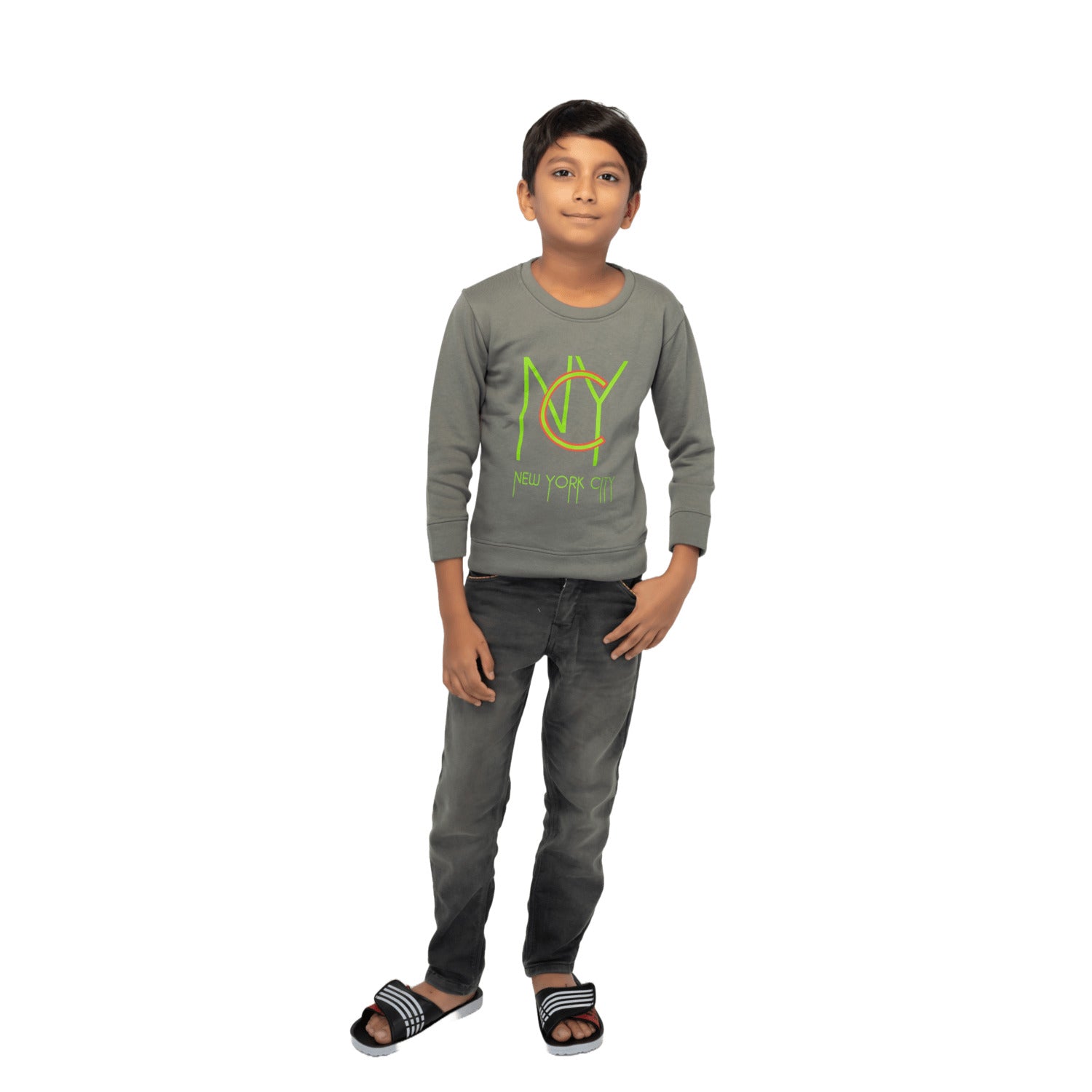 Radprix Boys Light Olive Printed Sweatshirt