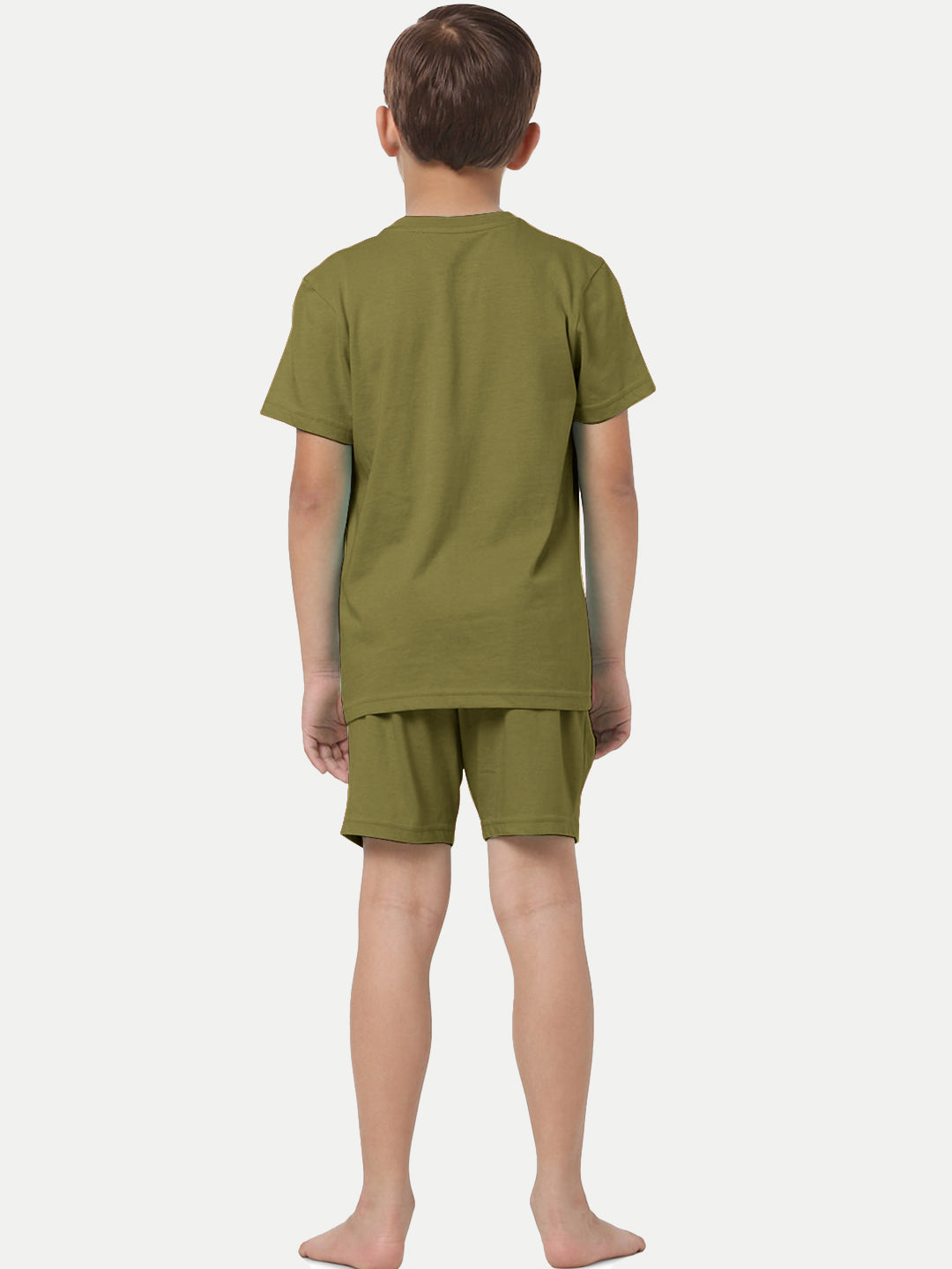 Radprix Kid Boys Olive Printed Shorts and Tees set with summer print