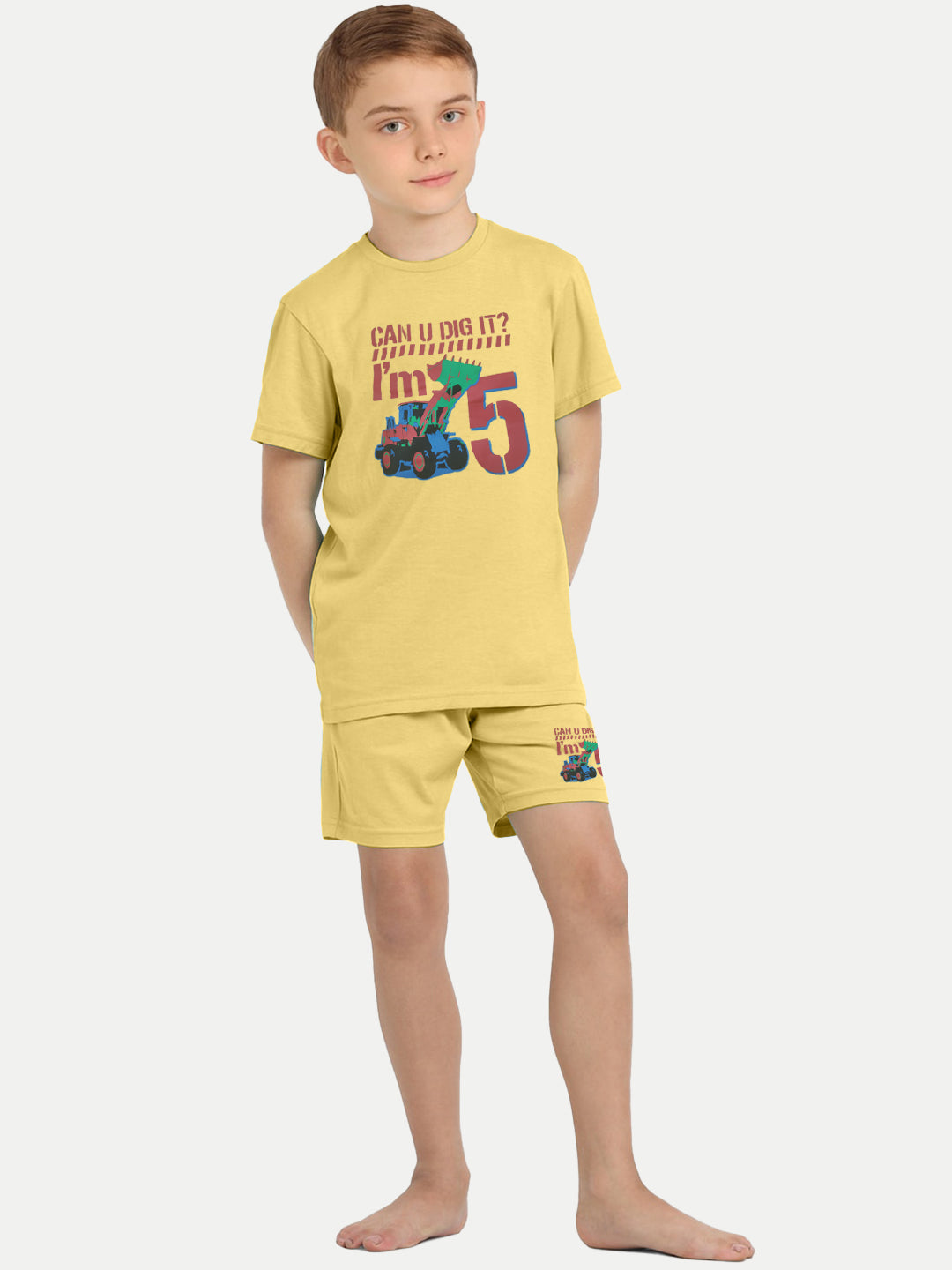 Radprix Kid Boys Yellow Printed Shorts and Tees set with summer print