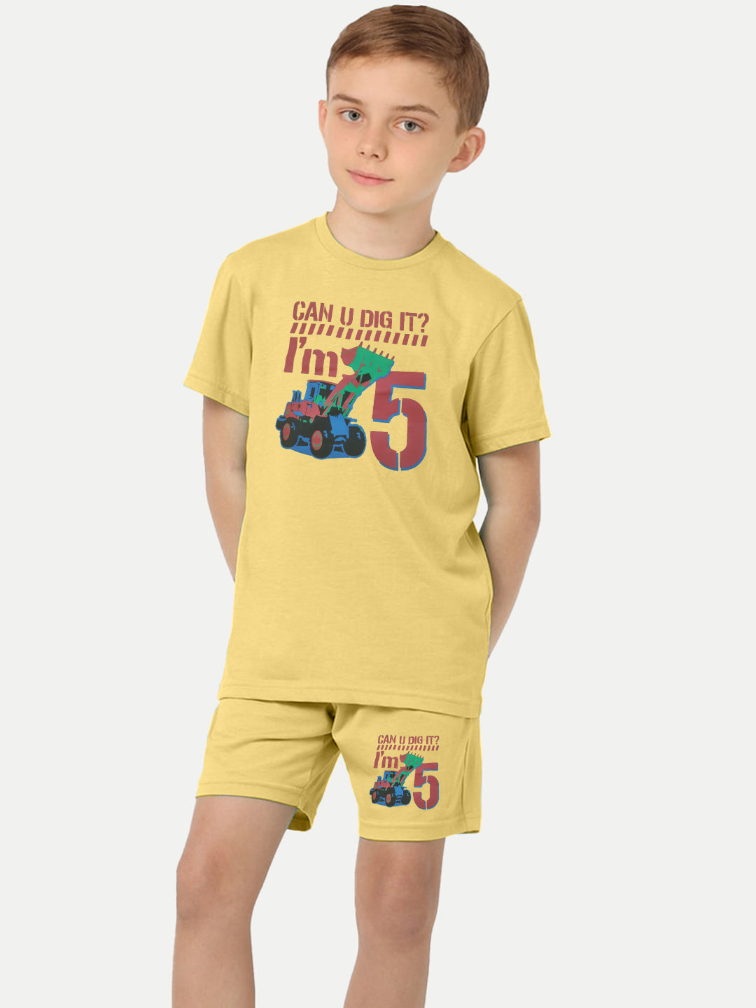 Radprix Kid Boys Yellow Printed Shorts and Tees set with summer print