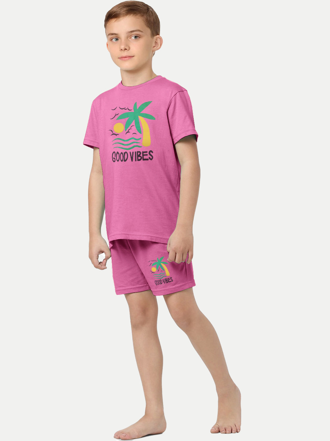 Radprix Kid Boys Pink Printed Shorts and Tees