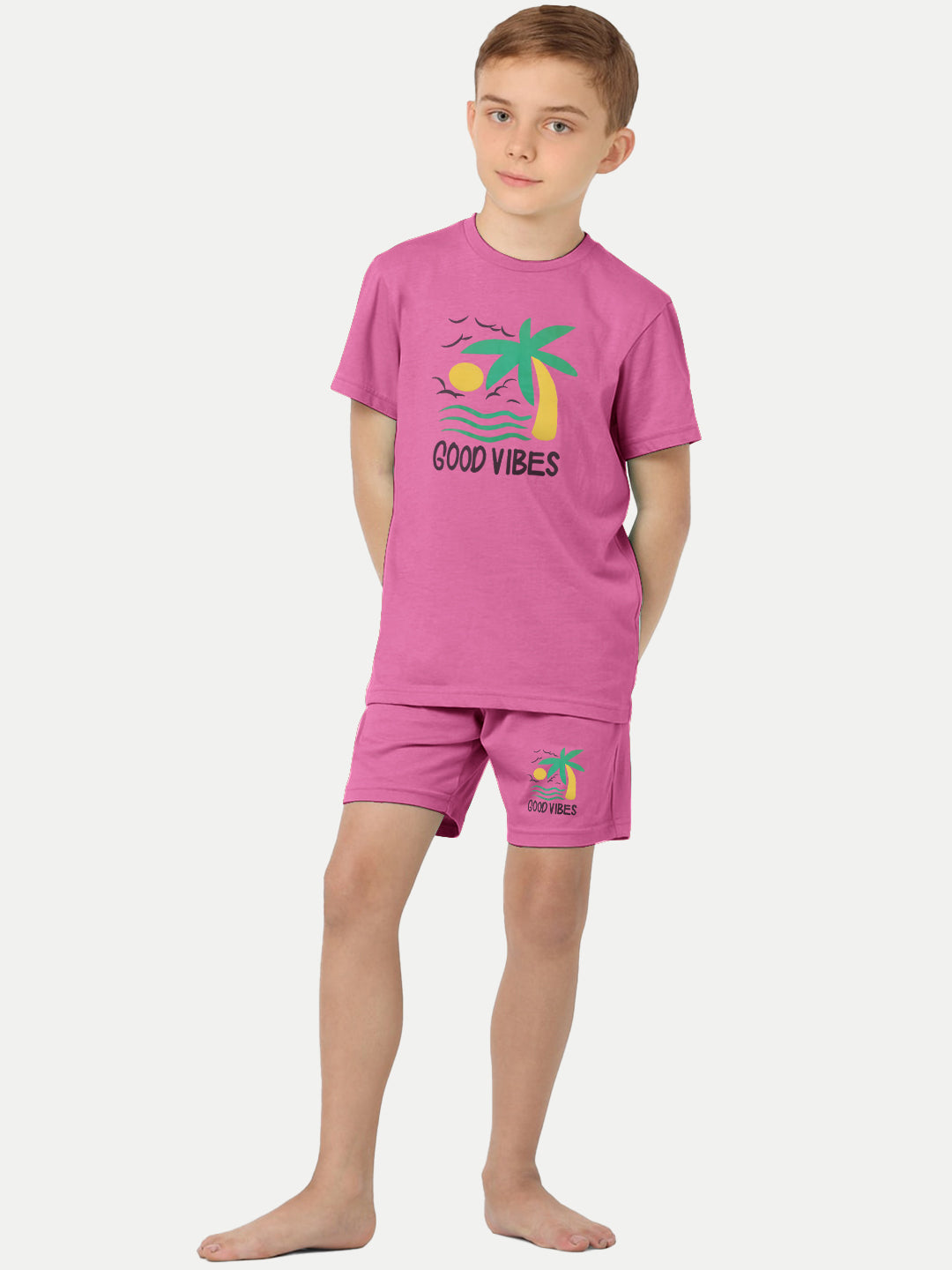 Radprix Kid Boys Pink Printed Shorts and Tees