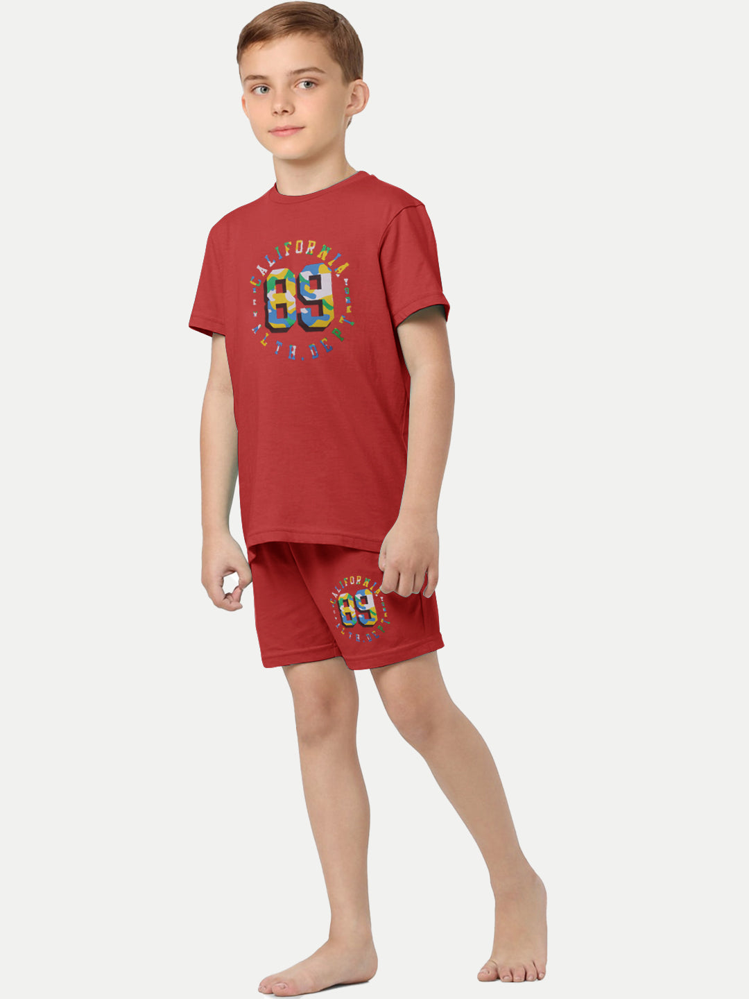 Radprix Kid Boys Red Printed Shorts and Tees set with summer print