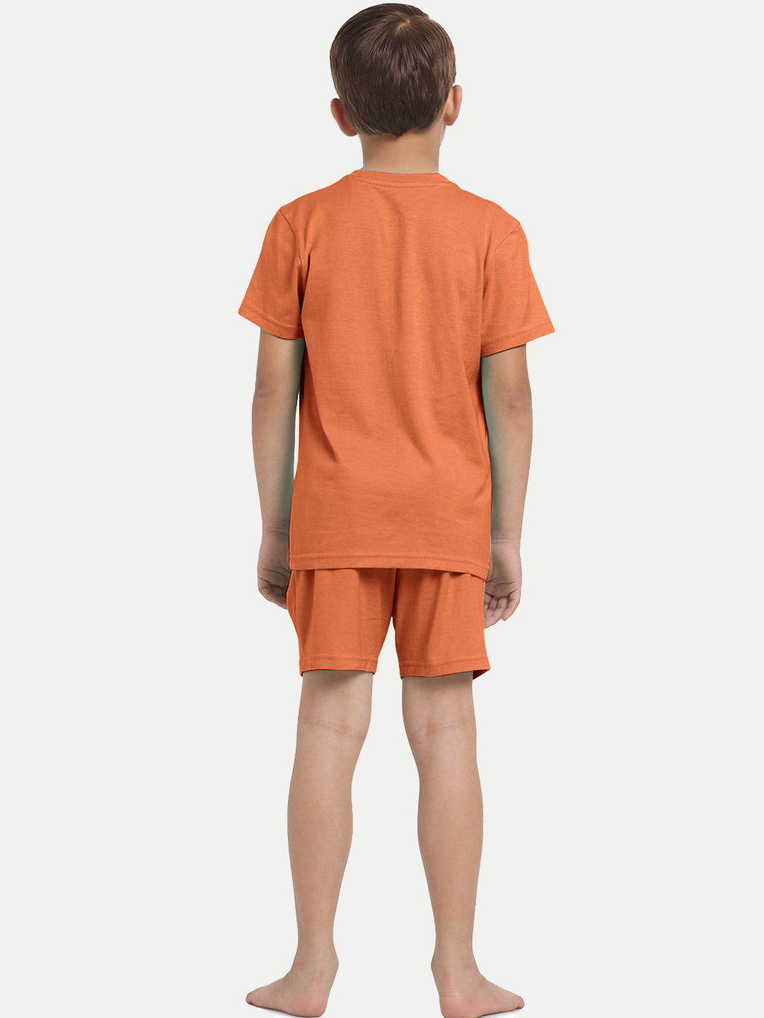 Radprix Kid Boys Dark Orange Printed Shorts and Tees set with summer print