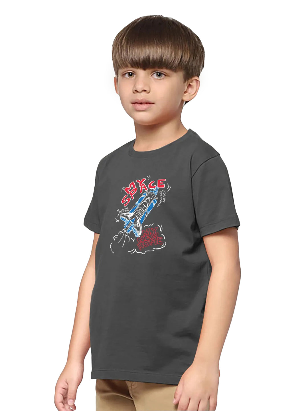 Radprix Kids Boys Black T-shirt with Space world Print