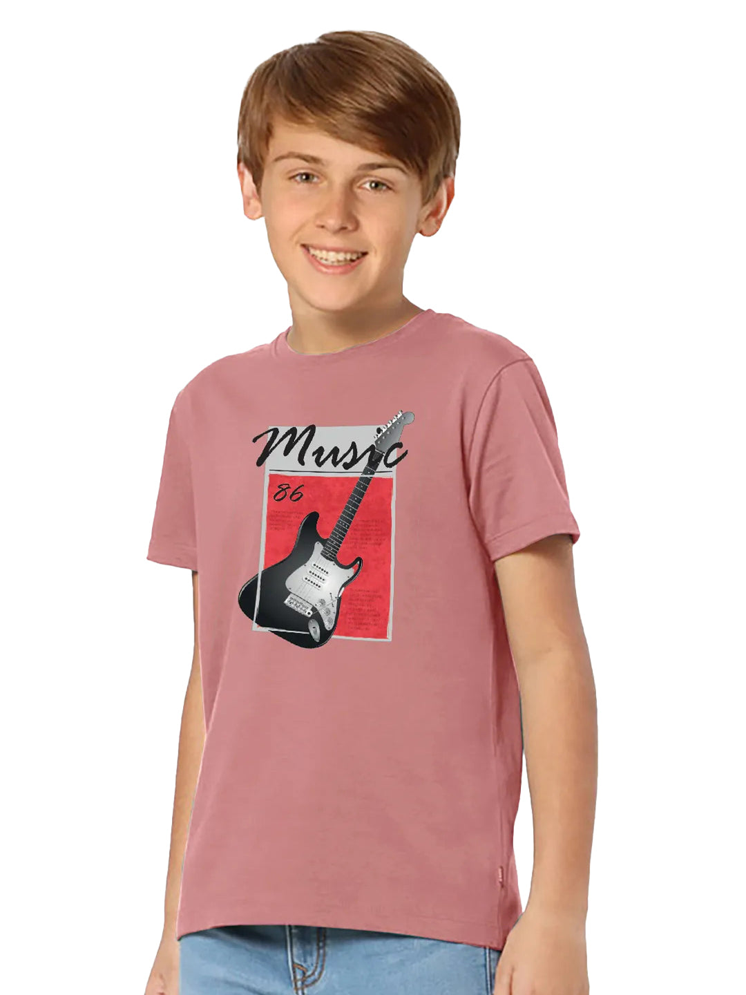 Radprix Kids Boys Pink Printed Music T-Shirts