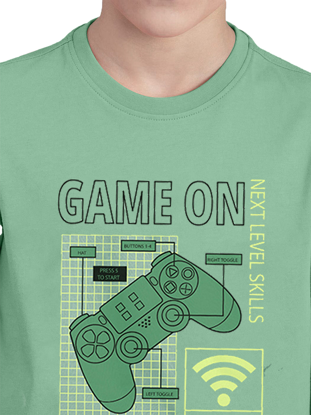 Radprix Kids Boys Light Green Printed Gamer on T- shirt