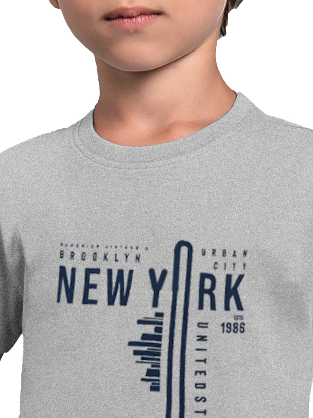 Radprix Kids Boys Grey NewYork Printed Grey Tshirt