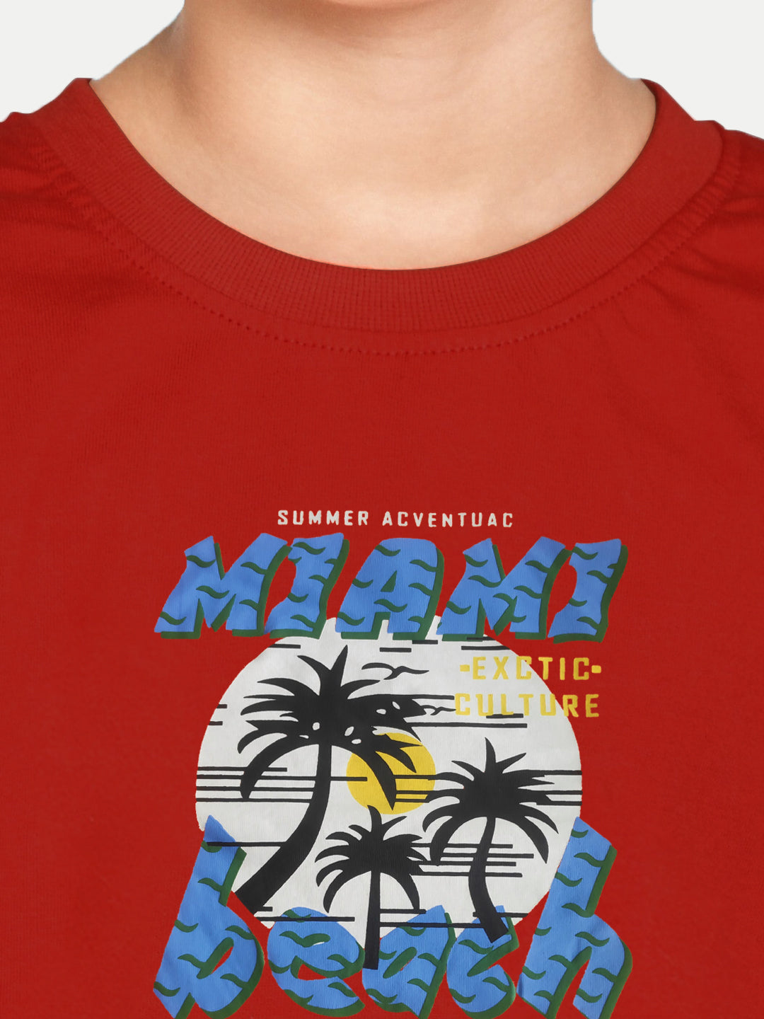 Radprix Kids Boys Red Printed Tees with Miami Beach Print