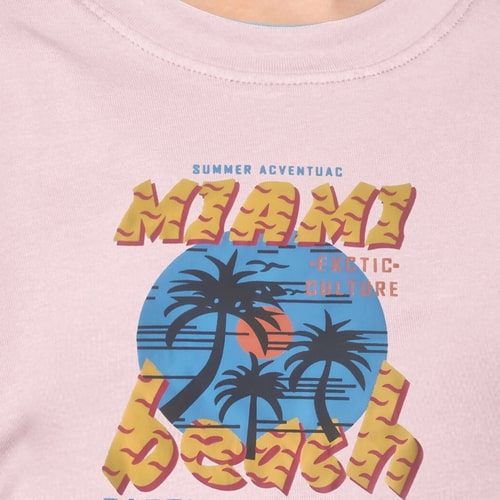 Radprix Kids Boys Light Pink Printed Tees with Miami Beach Print