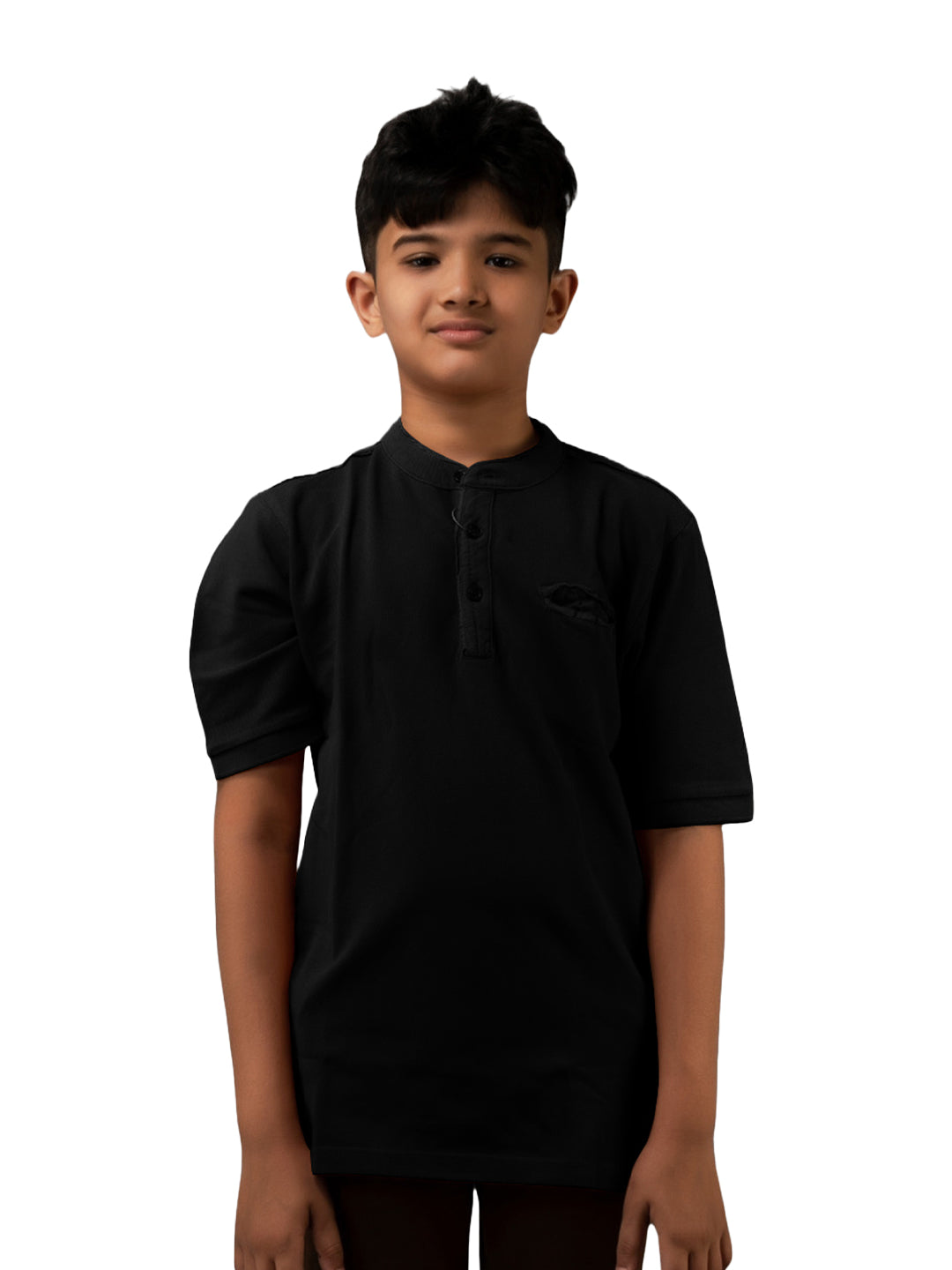 Radprix Boys Garment dye knit Cotton Black T-Shirt