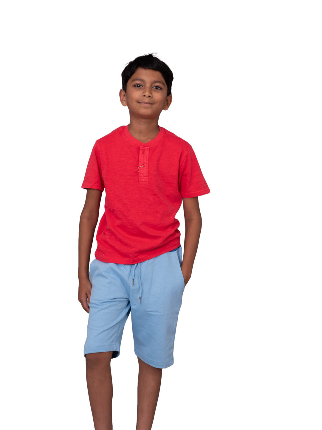 Radprix Boys Garment dye knit Red Cotton T-Shirt