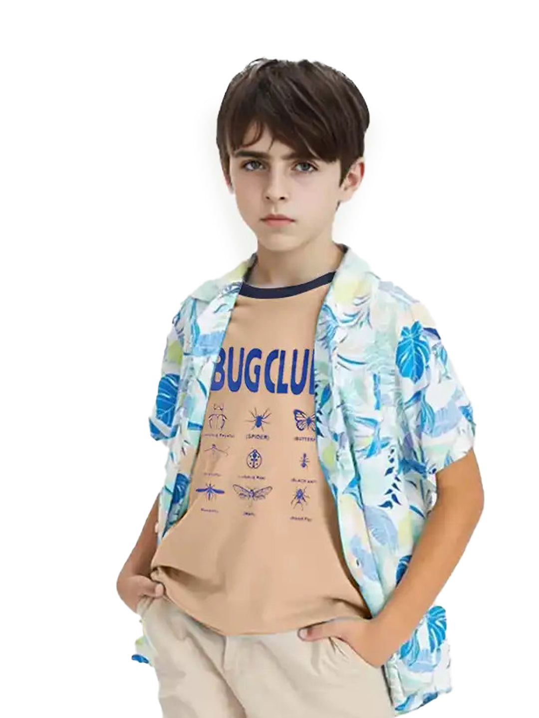 Radprix Kids Boys Beige Ringer Tanktop with Bug Club print